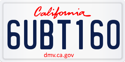 CA license plate 6UBT160