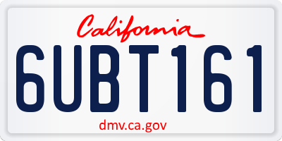 CA license plate 6UBT161
