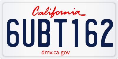 CA license plate 6UBT162