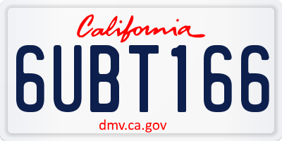 CA license plate 6UBT166