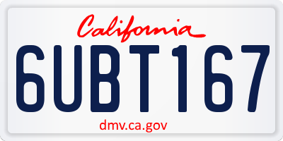 CA license plate 6UBT167