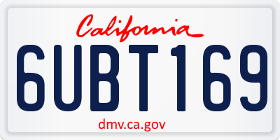 CA license plate 6UBT169