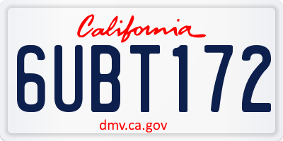 CA license plate 6UBT172