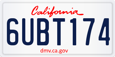 CA license plate 6UBT174