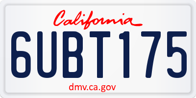 CA license plate 6UBT175