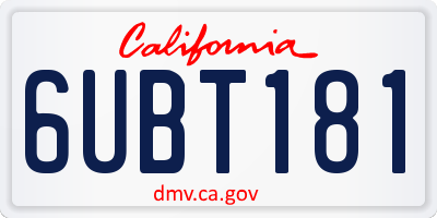 CA license plate 6UBT181