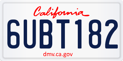 CA license plate 6UBT182