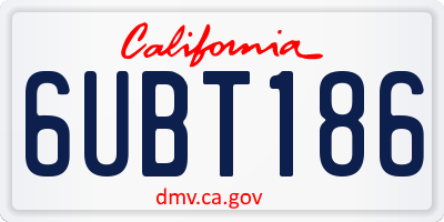 CA license plate 6UBT186