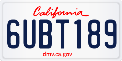 CA license plate 6UBT189