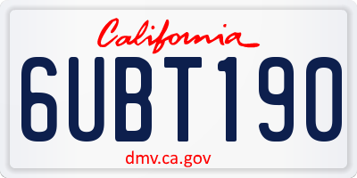 CA license plate 6UBT190