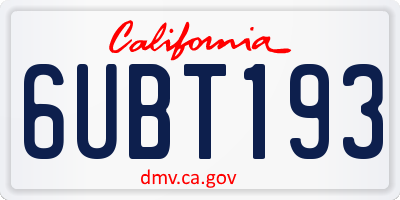 CA license plate 6UBT193