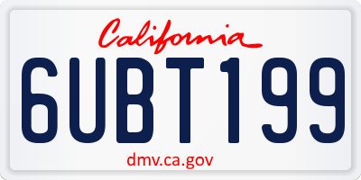 CA license plate 6UBT199