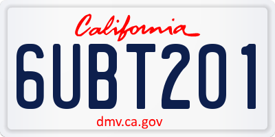 CA license plate 6UBT201