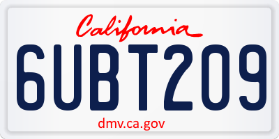 CA license plate 6UBT209