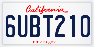 CA license plate 6UBT210