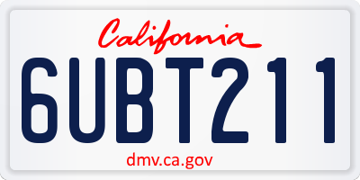 CA license plate 6UBT211