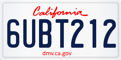 CA license plate 6UBT212