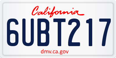 CA license plate 6UBT217