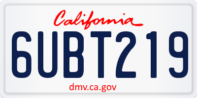 CA license plate 6UBT219