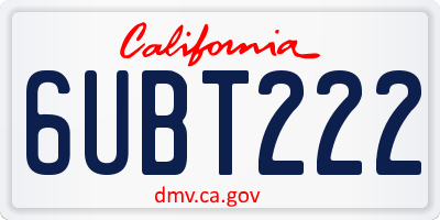 CA license plate 6UBT222
