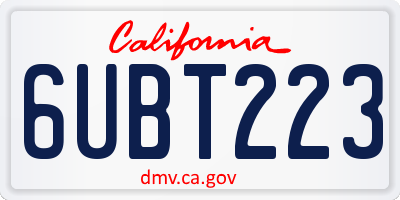 CA license plate 6UBT223