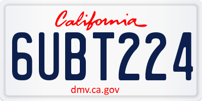 CA license plate 6UBT224
