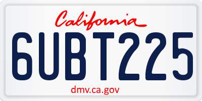 CA license plate 6UBT225