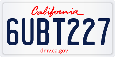 CA license plate 6UBT227