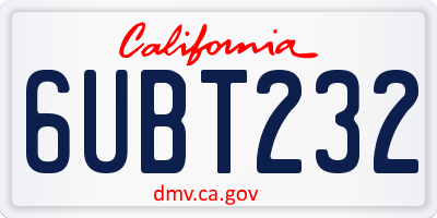 CA license plate 6UBT232