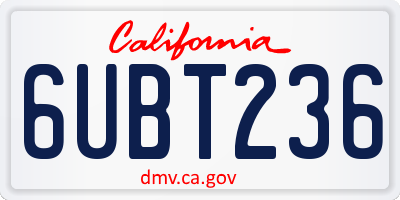 CA license plate 6UBT236