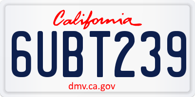 CA license plate 6UBT239