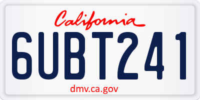 CA license plate 6UBT241
