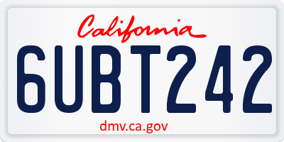 CA license plate 6UBT242