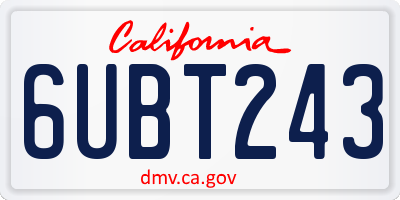 CA license plate 6UBT243