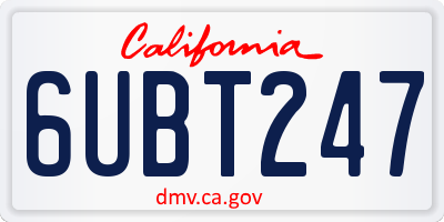 CA license plate 6UBT247