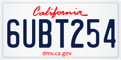CA license plate 6UBT254