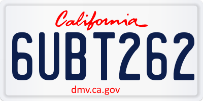 CA license plate 6UBT262