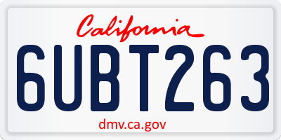 CA license plate 6UBT263