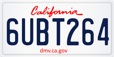 CA license plate 6UBT264