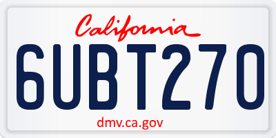 CA license plate 6UBT270