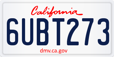CA license plate 6UBT273