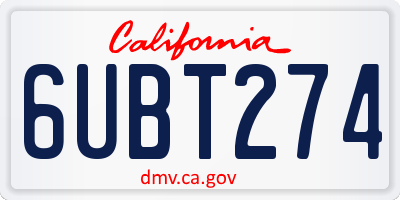 CA license plate 6UBT274
