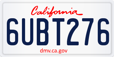 CA license plate 6UBT276