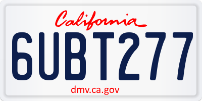CA license plate 6UBT277