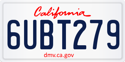CA license plate 6UBT279
