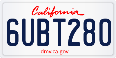 CA license plate 6UBT280
