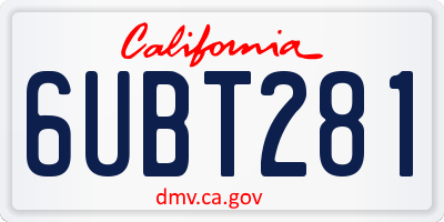 CA license plate 6UBT281