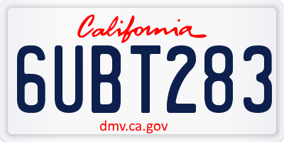 CA license plate 6UBT283