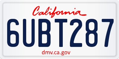 CA license plate 6UBT287
