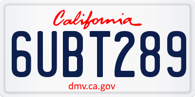 CA license plate 6UBT289